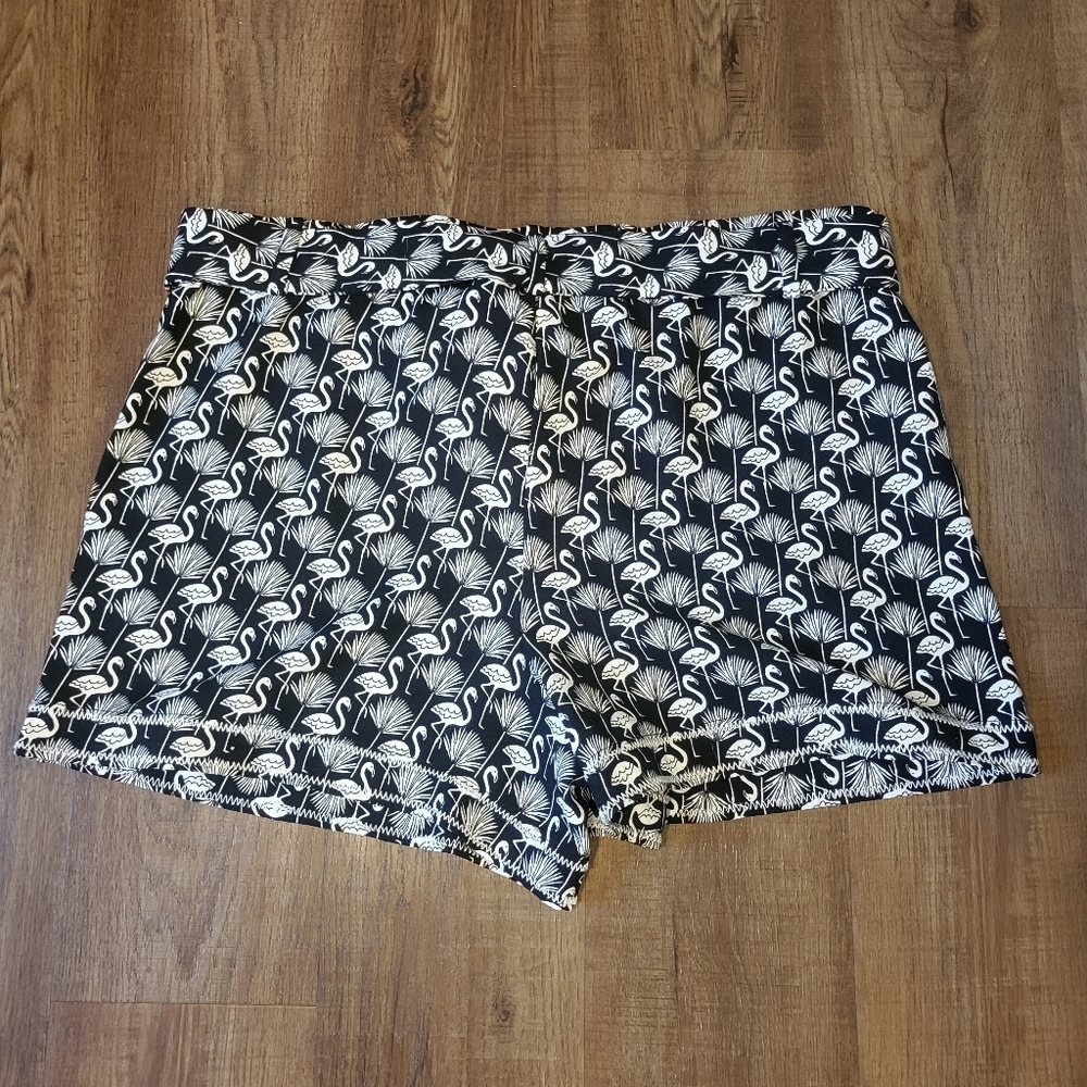 LOFT Flamingo Shorts Tie Waist Black and White - Picture 7 of 11